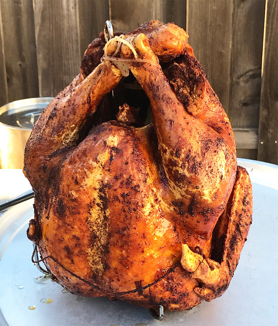 One juicy looking turkey ready for gobbling.