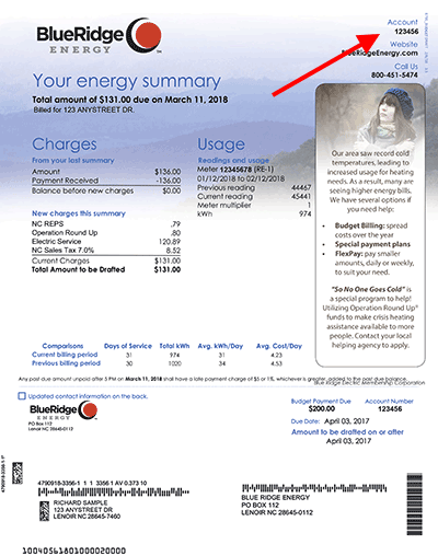 Your account number is located in the top-right of your bill.