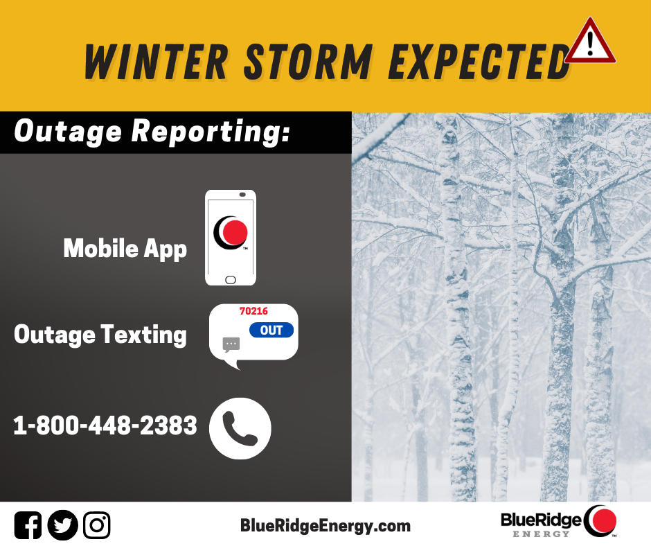 Blue Ridge Energy Ready to Respond if Outages Occur from Storm